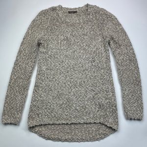 J. McLaughlin Womens Size Small Tan/Beige Cotton Blend Open Cable Knit Crew Neck